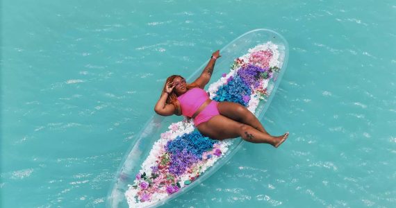 Solo Flower Clear Kayak Photoshoot1